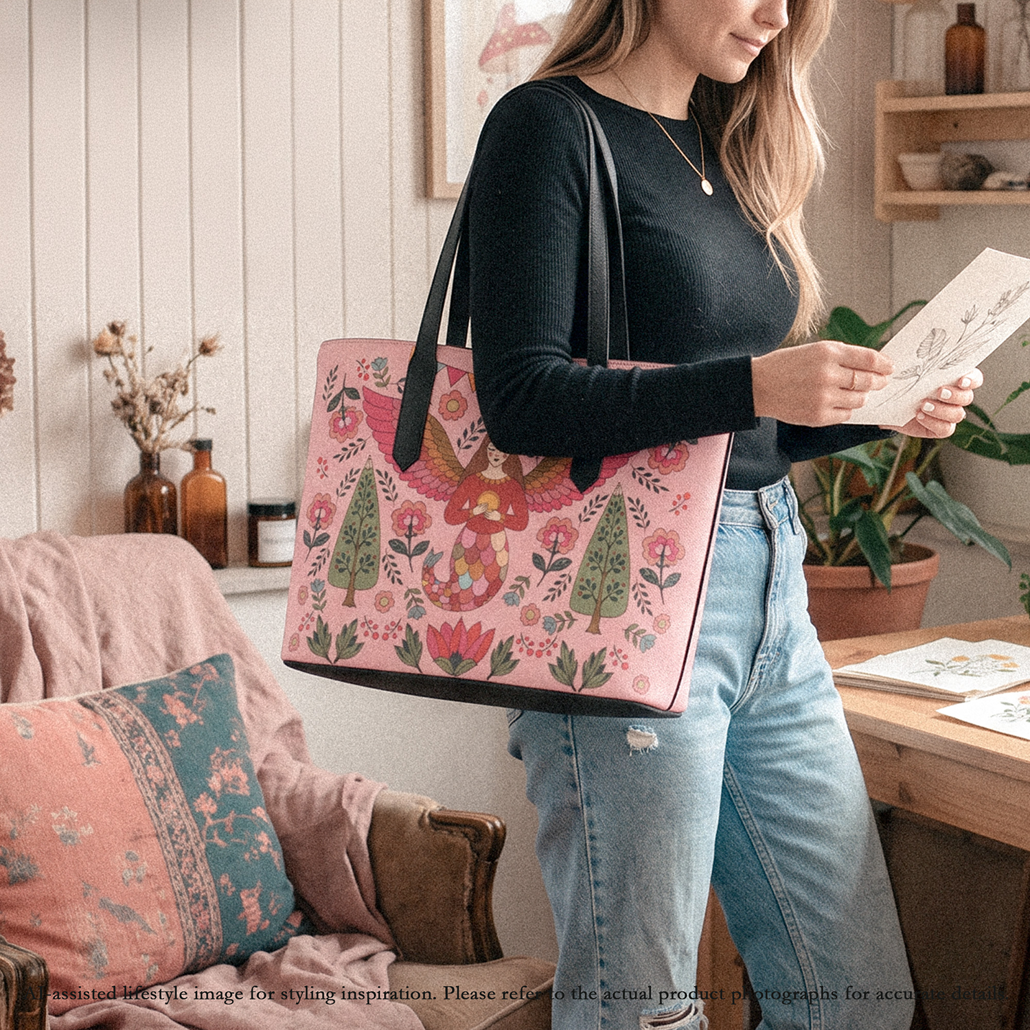 Angel Mermaid - Vegan Leather Tote Bag
