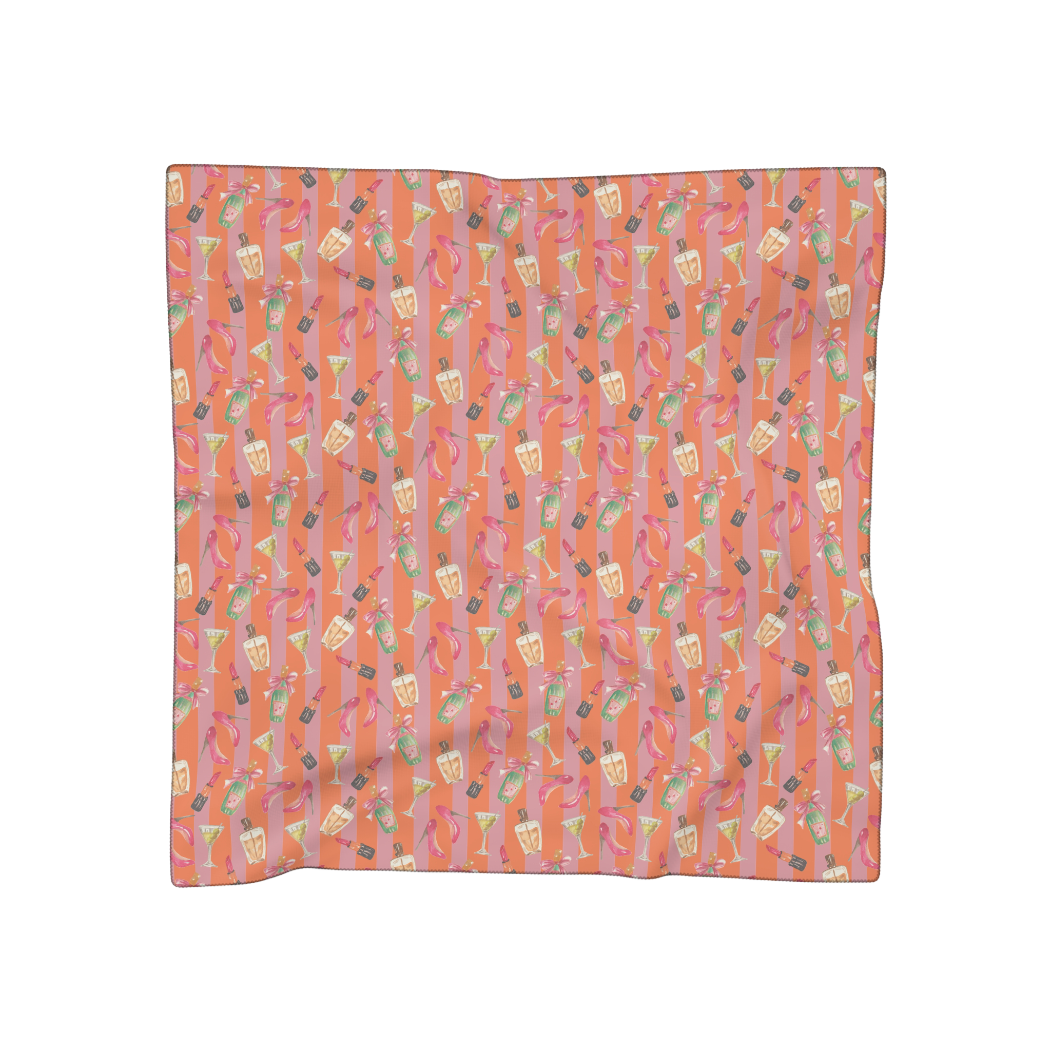 Glamour Toss Scarf, Retro Drink Pattern, Summer Neck & Hair Scarf