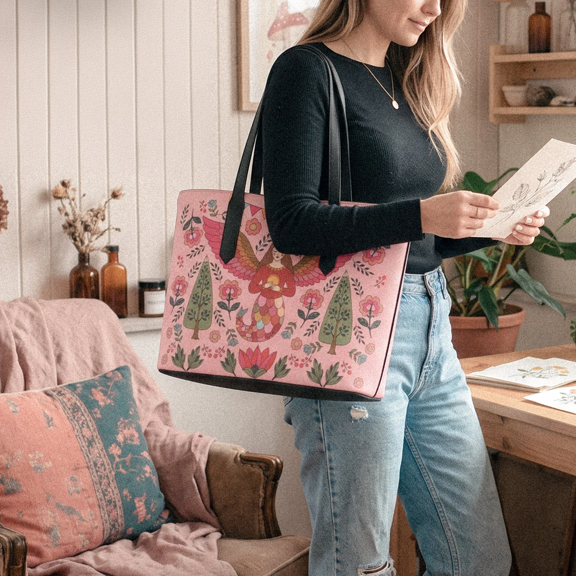 Angel Mermaid - Vegan leather tote bag
