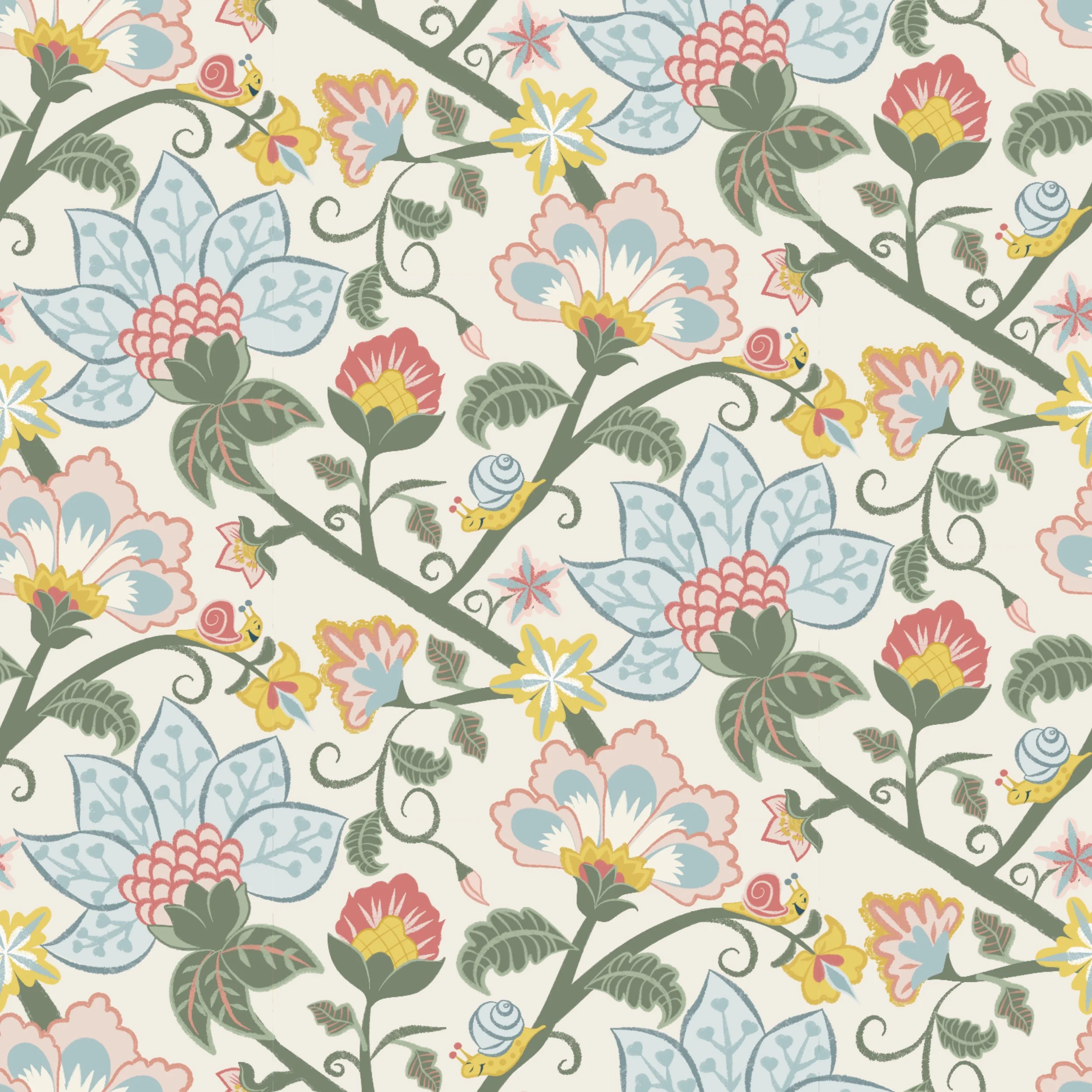 Snails and Indian Florals
