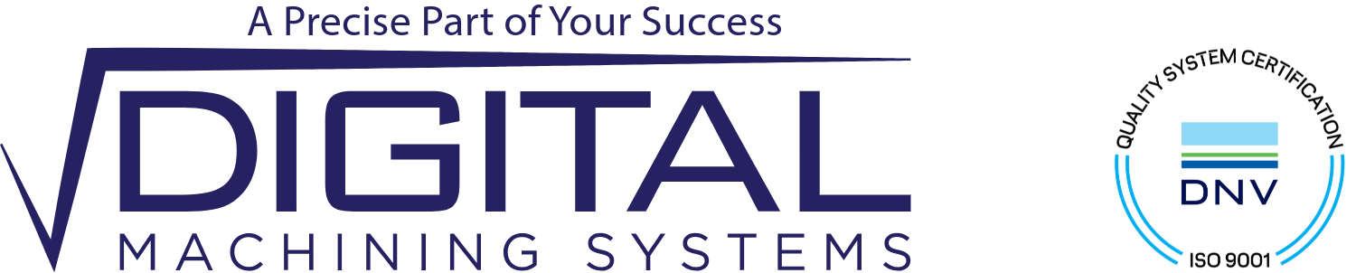 Logo of Digital Machining Systems with a DNV ISO 9001 quality certification badge.