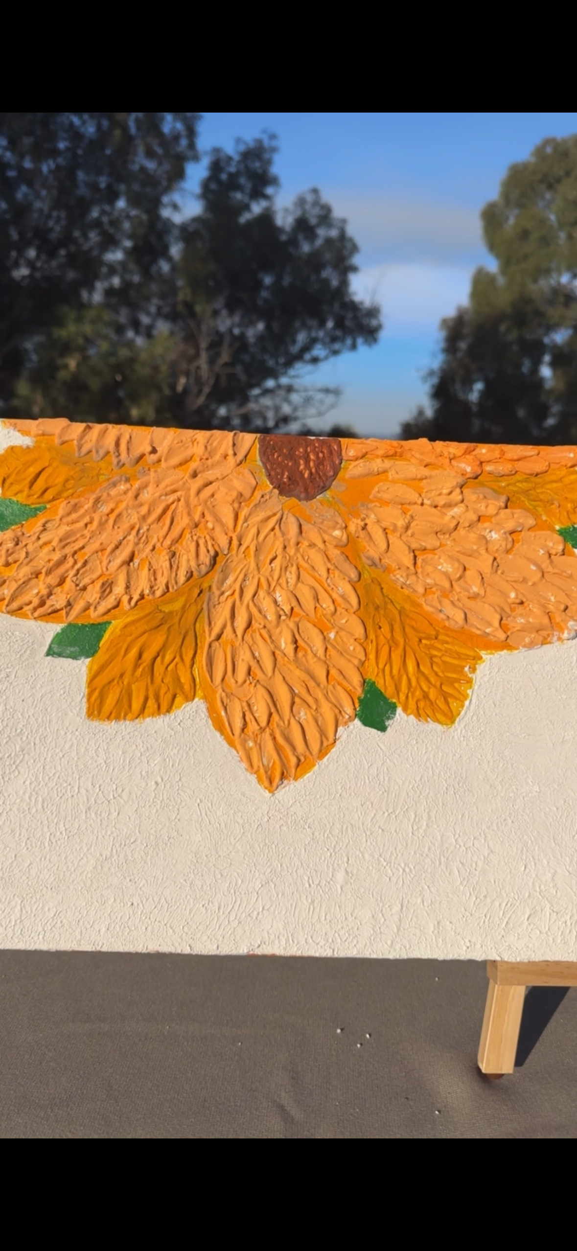 Twin Sunflowers — Vertical Textured Floral Art