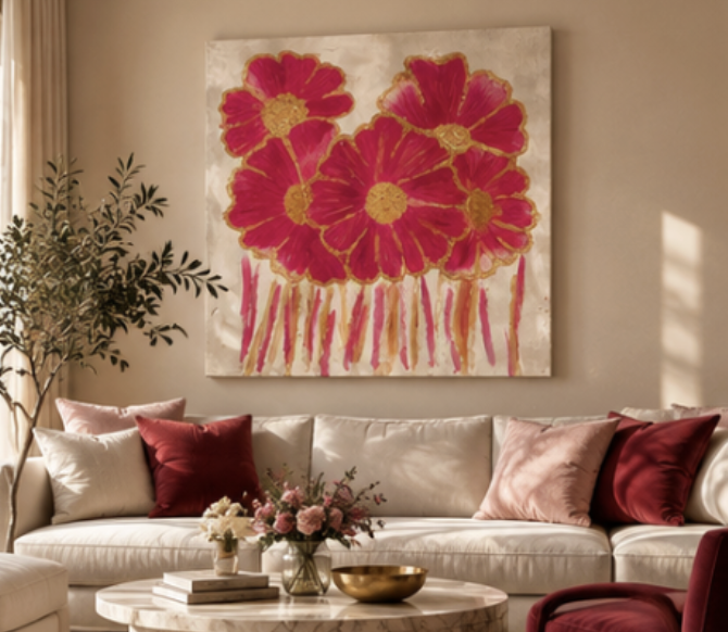 Fuchsia Garden — Pink Textured Floral Art