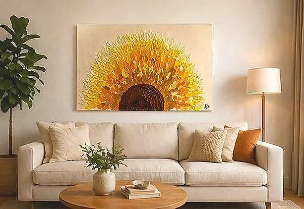 Sunflower Burst — Sculptural Textured Art