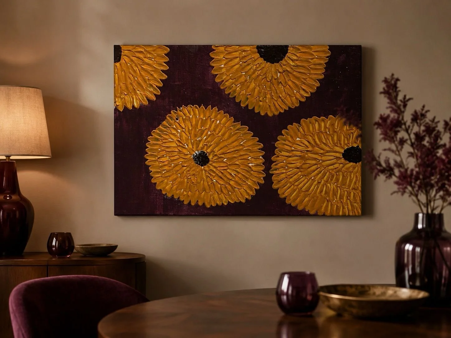 Amber Bloom — Textured Floral Art