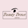 Beauty Brows & more logo with a stylized eyebrow icon on a light pink background