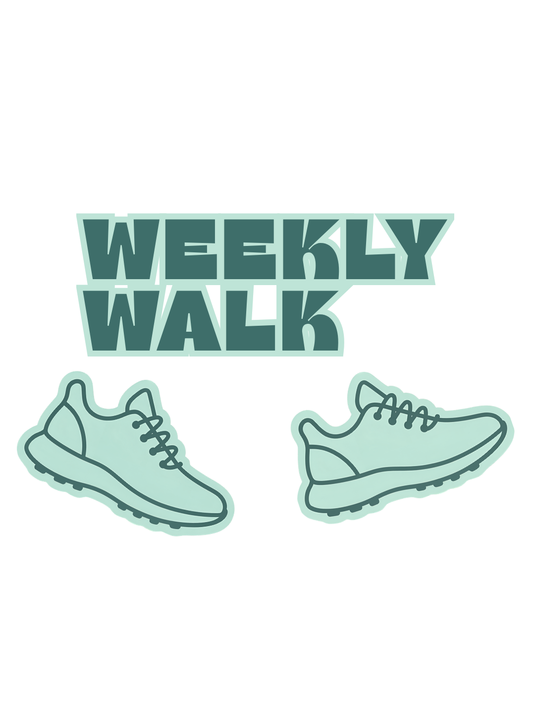 An illustration of sneakers with the text "Weekly Walk" above them.