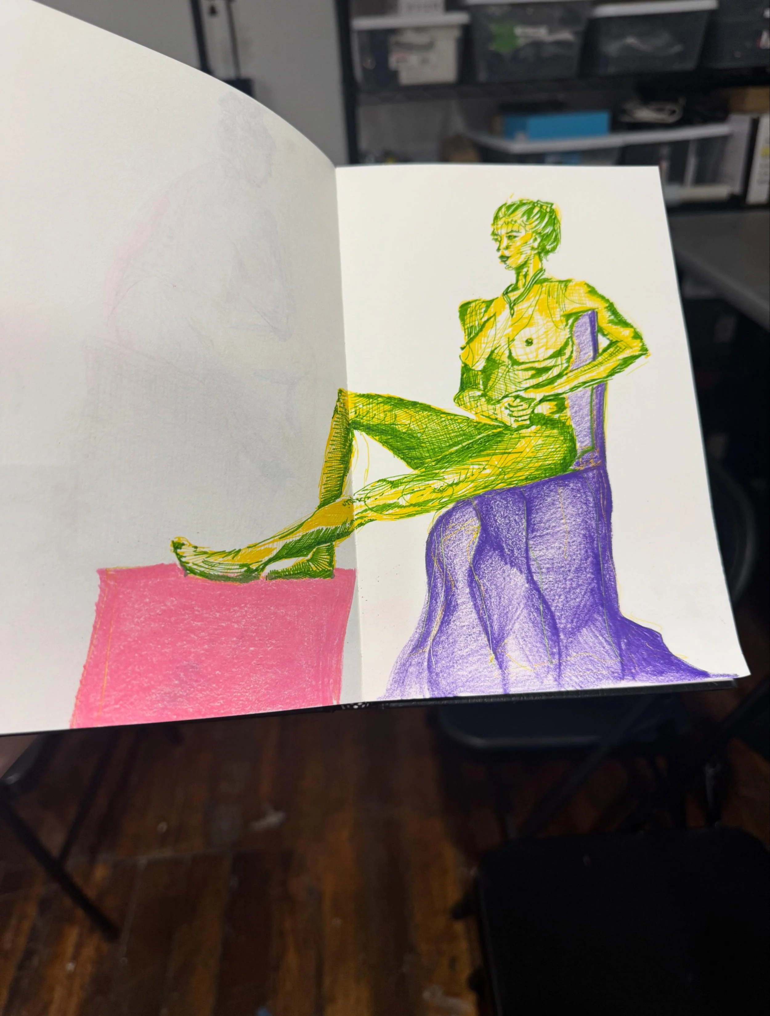 Ink and colored pencil!
