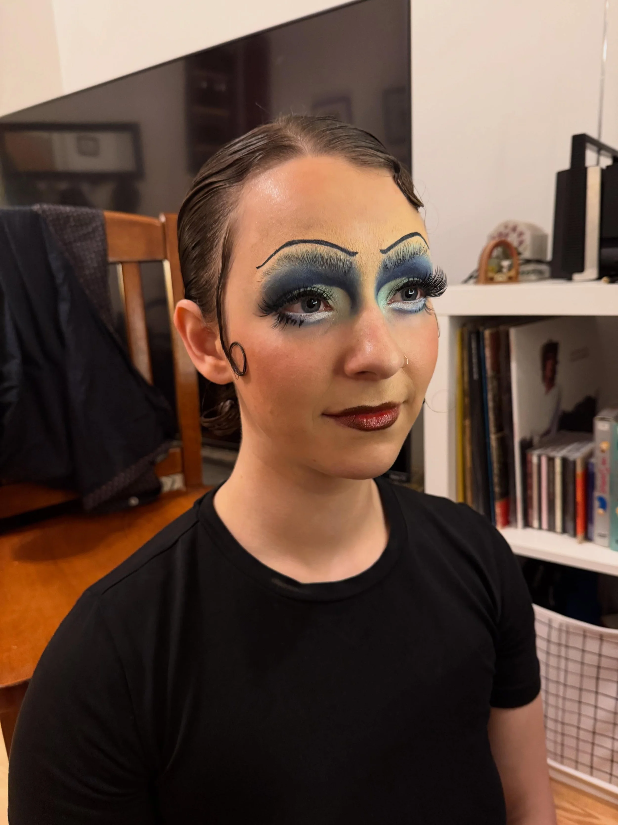 Had SO much fun doing makeup for @elevyn__11 who killed their performance in cabaret at slipper room!!