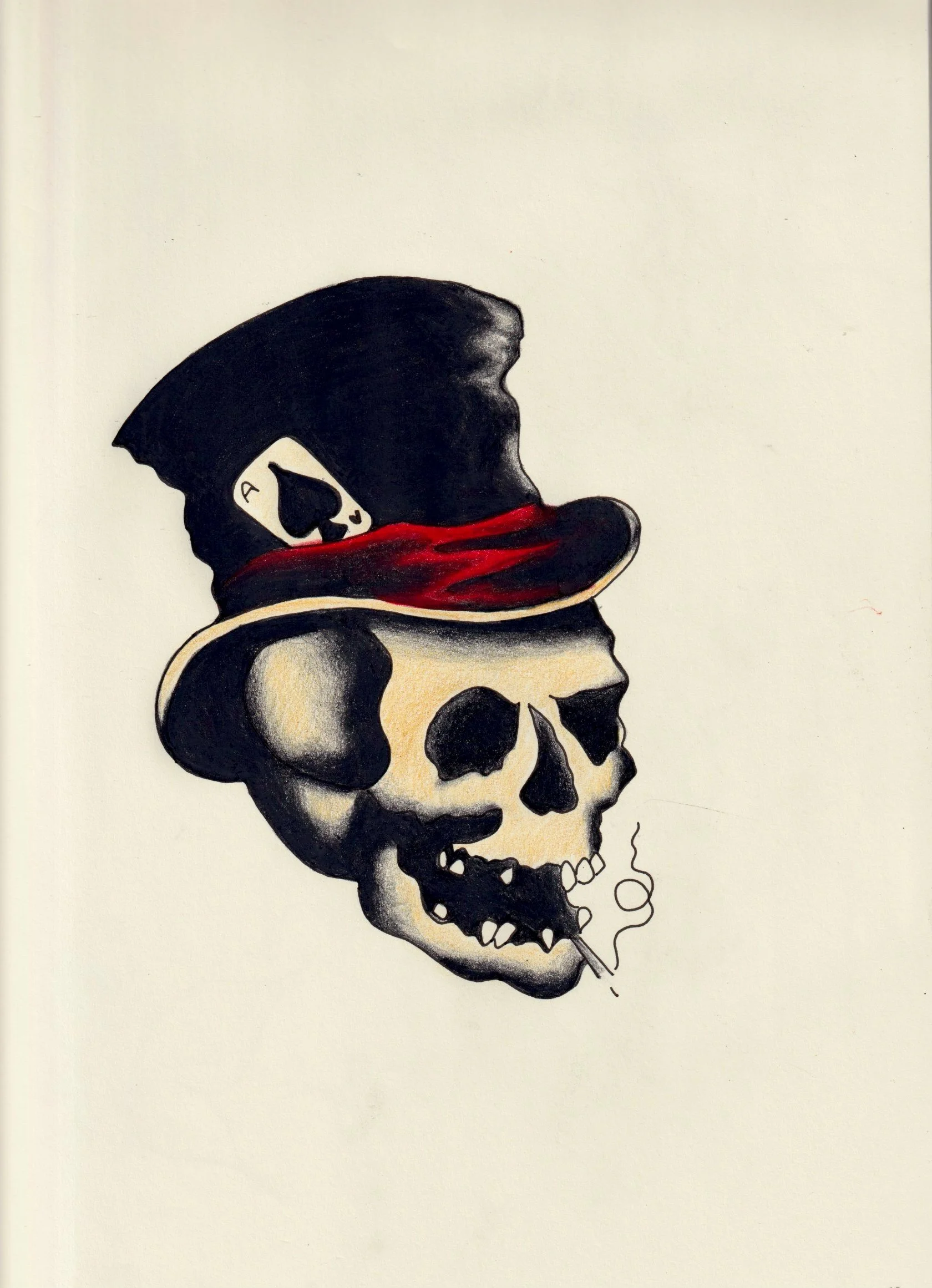 Ink and colored pencil