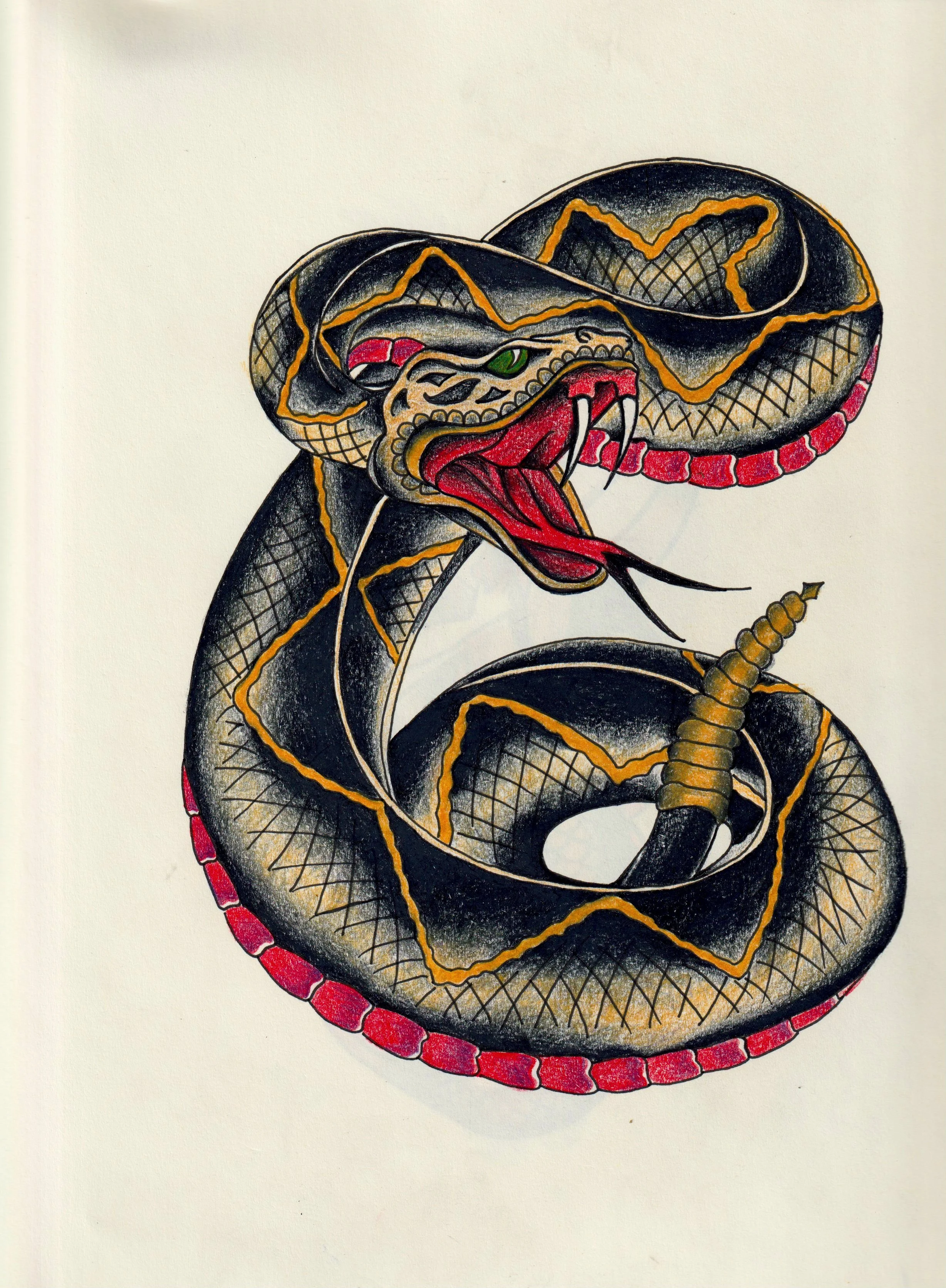 Ink and colored pencil