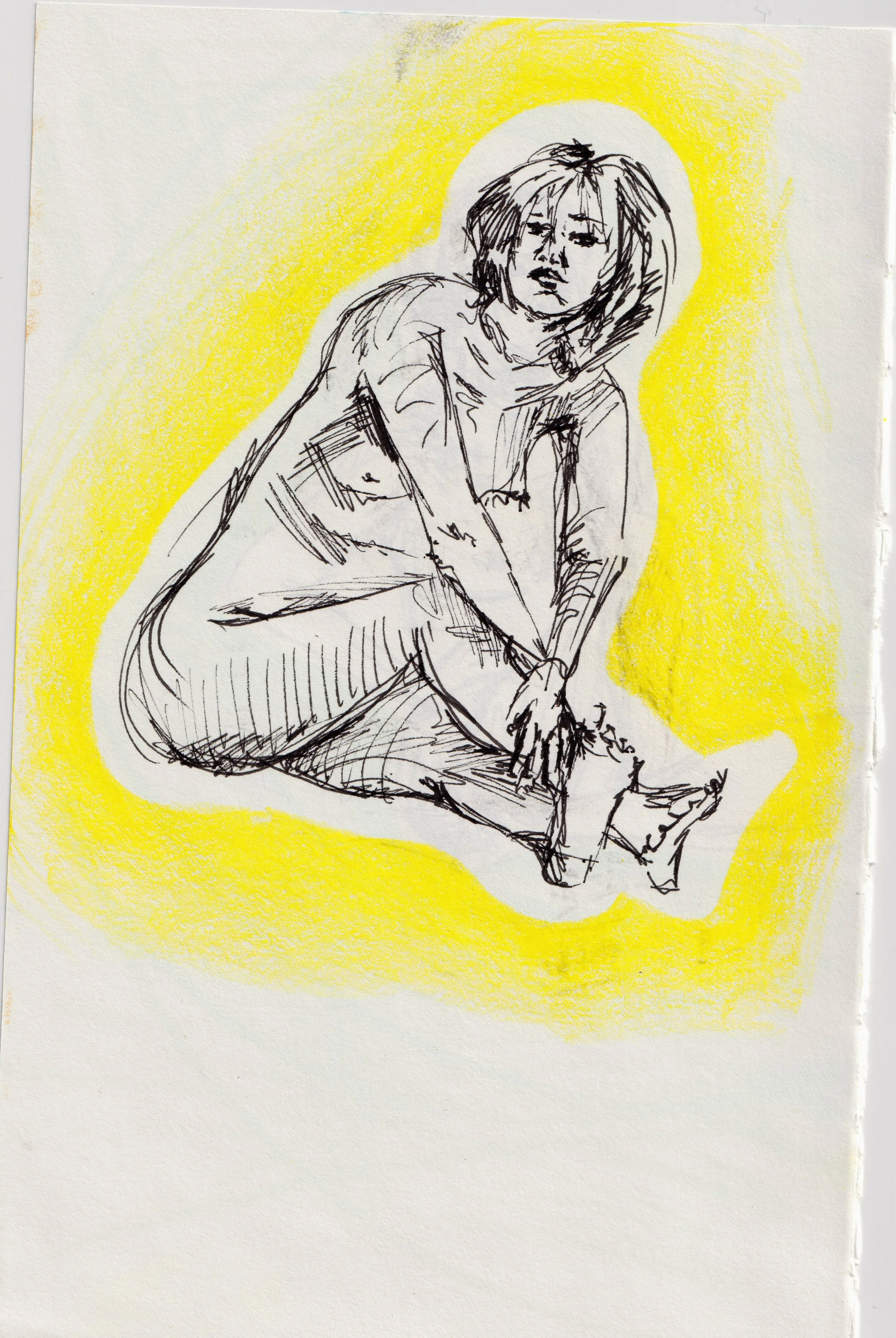 Ink and colored pencil