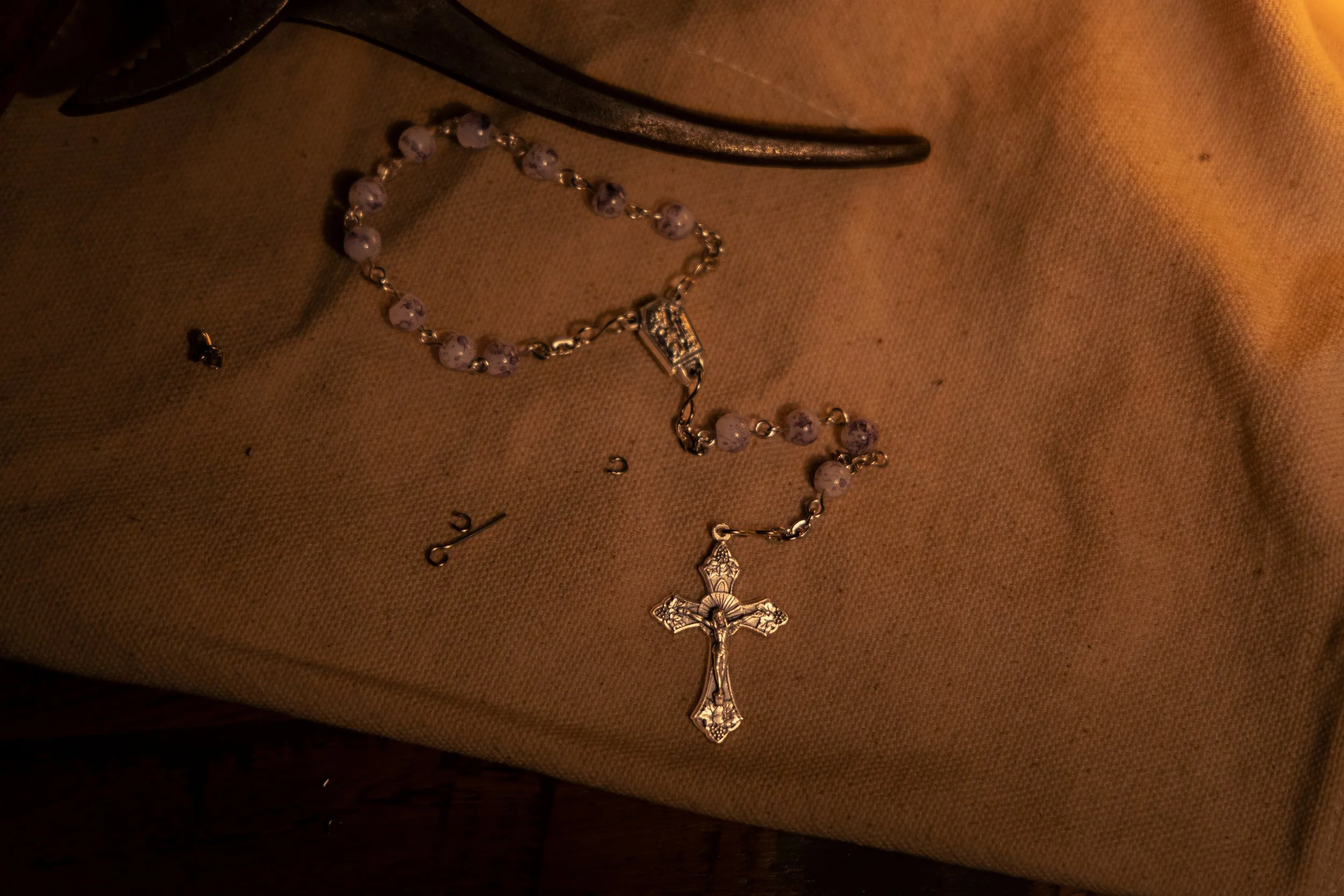 Single Decade Glass Rosary in Purple