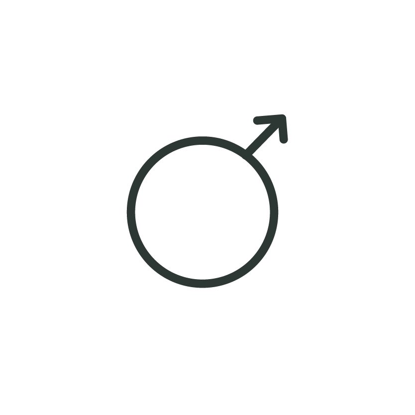 A simple illustration of the male gender symbol, showing a circle with an arrow pointing diagonally upward to the right.