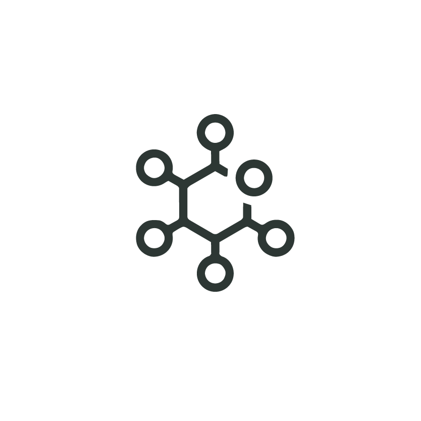 Scientific illustration of a molecule with a central hexagonal ring connected to multiple atoms or functional groups.