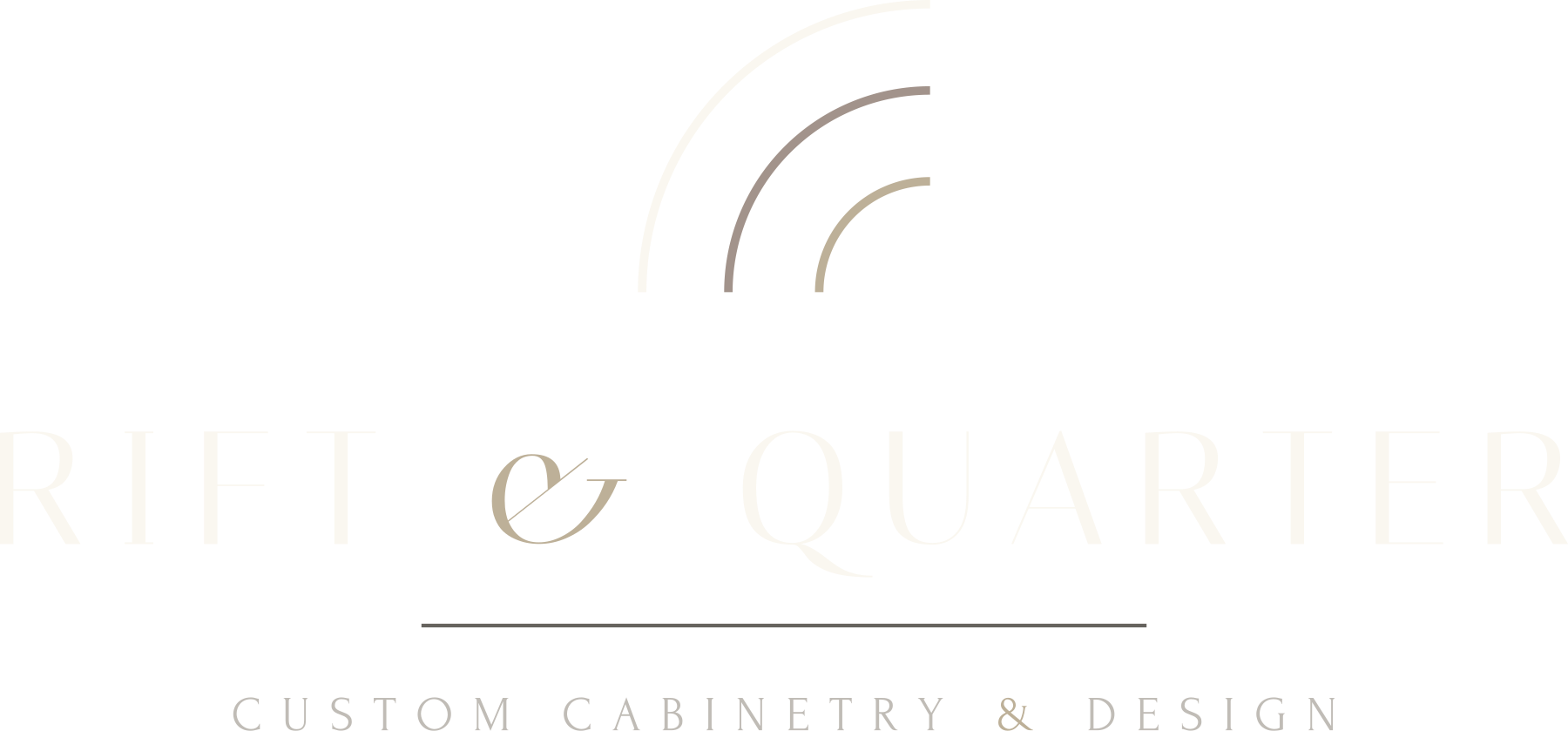 Logo reading "Rift & Quarter: Custom Cabinetry & Design"