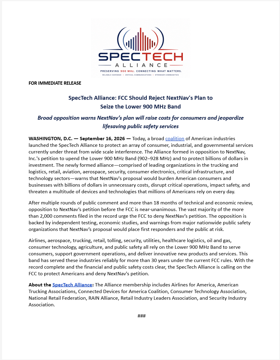 FCC Should Reject NextNav's Plan to Seize the Lower 900 MHz Band