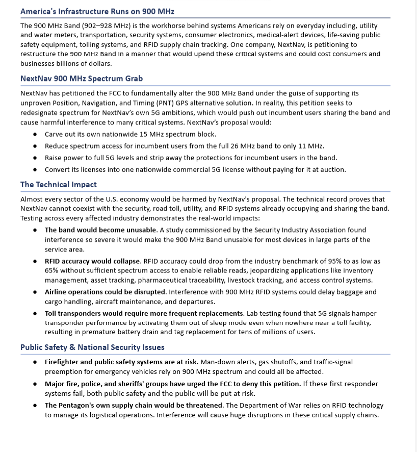 One Pager: America's Infrastructure Runs on 900 MHz