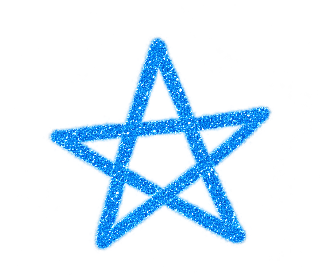 Blue, glittery, five-pointed star ornament.