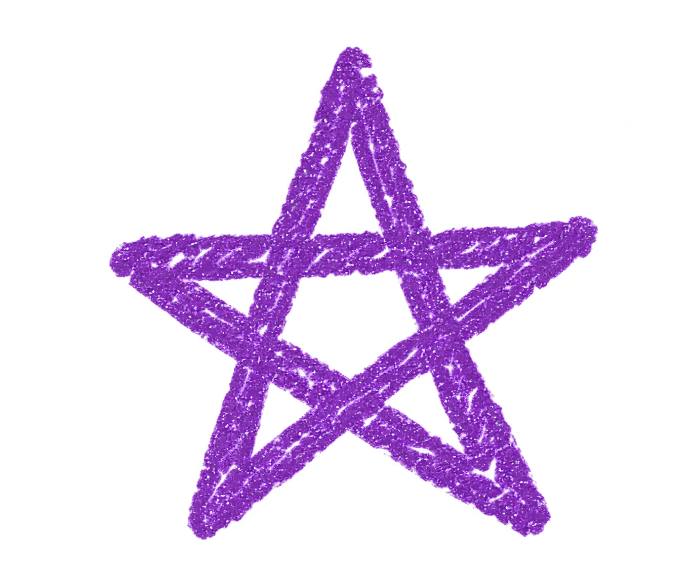 Purple glittery star shape with five points.