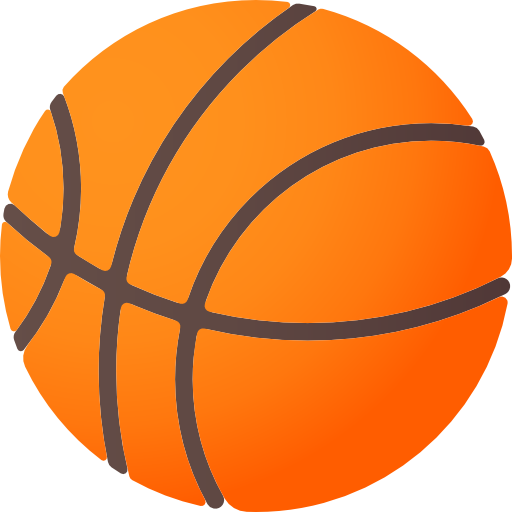 Illustration of a basketball with orange color and black lines.