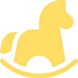 A yellow rocking horse on a black background