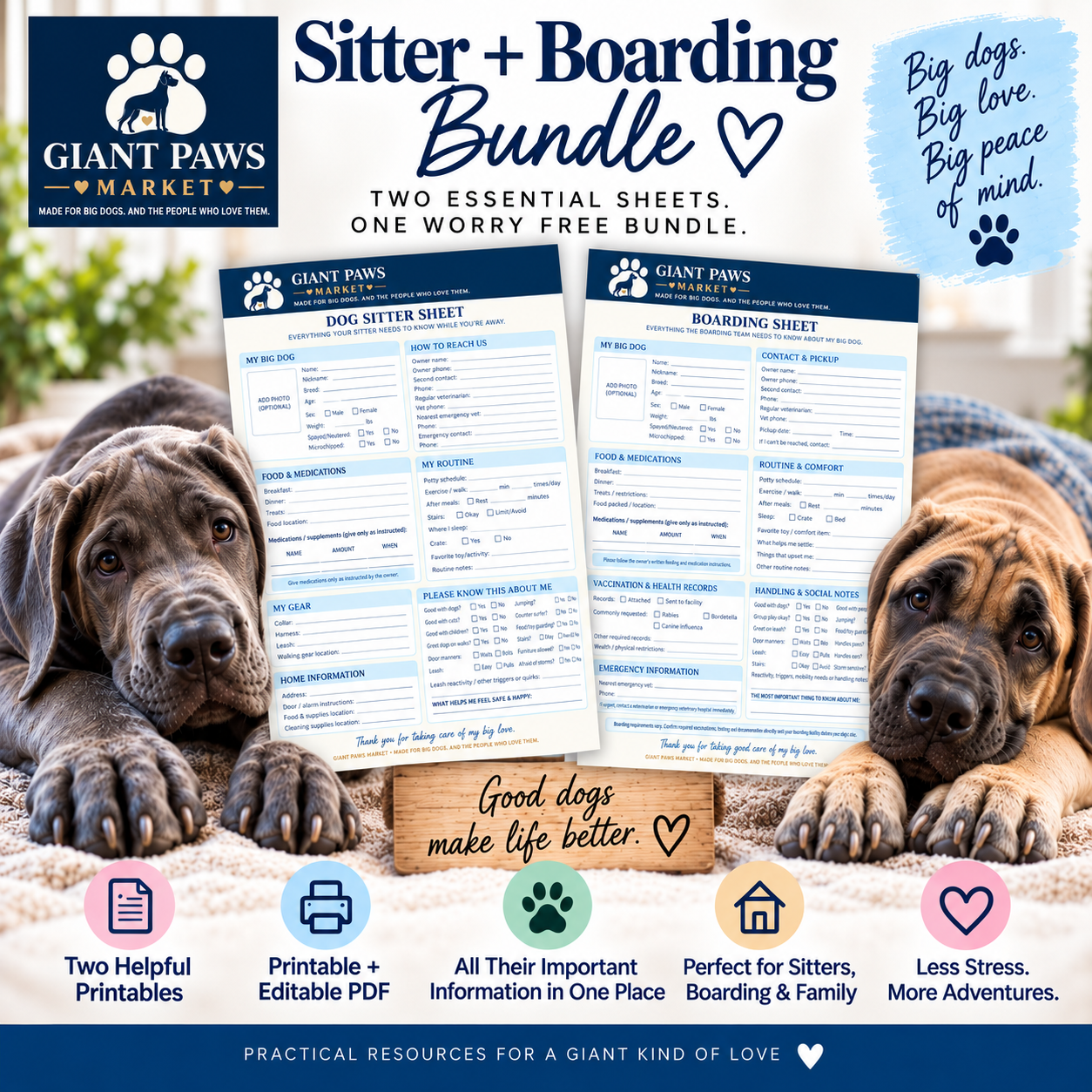 Giant Paws Sitter + Boarding Bundle – Printable + Editable