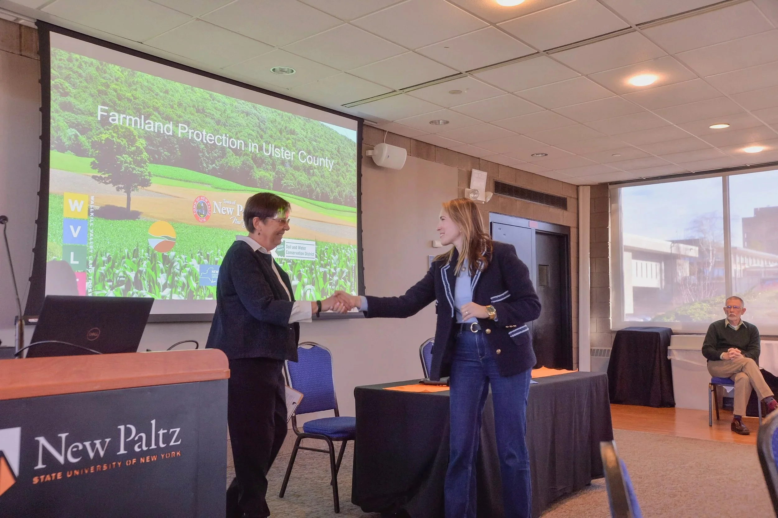 New York State senator Michelle Hinchey being announced and greeted before speaking at the seminar