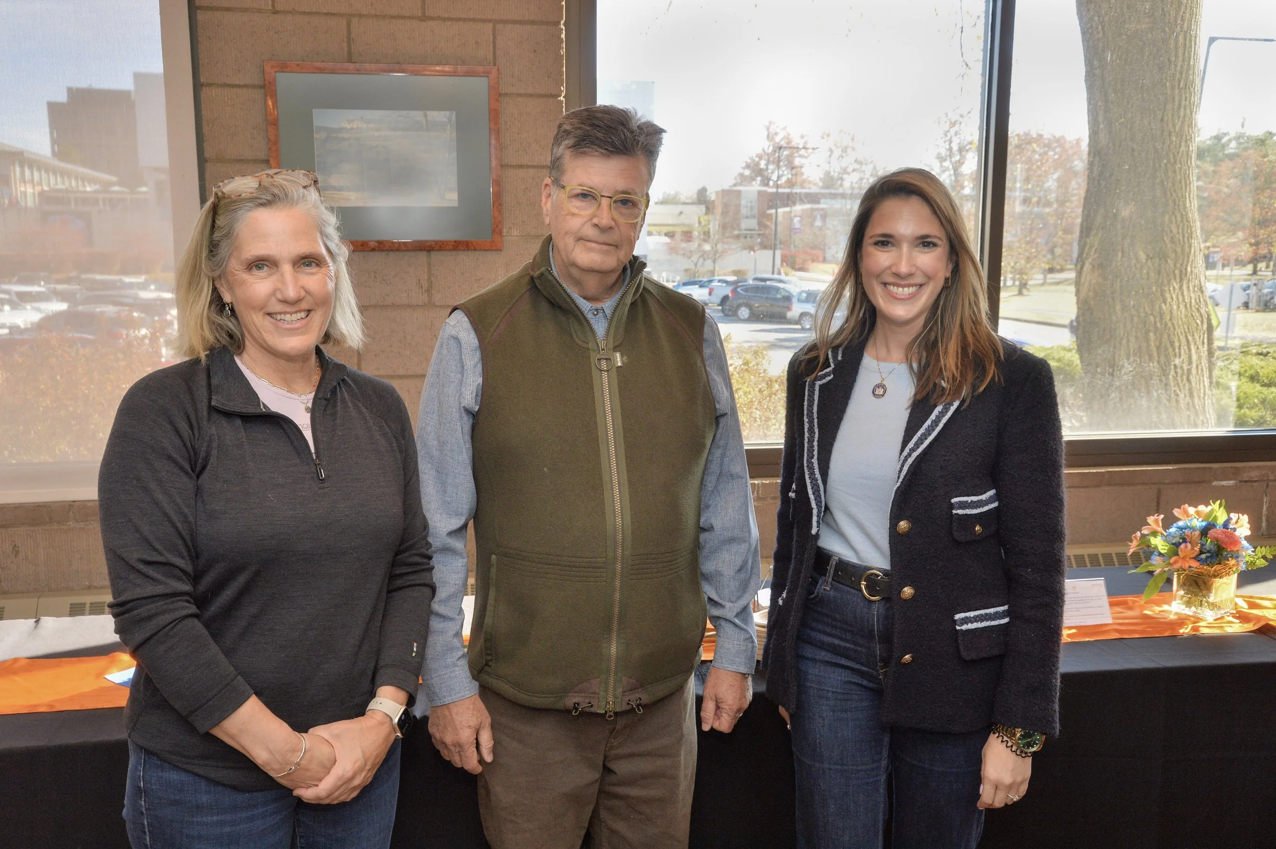 Farmland project coordinator Shanna Abeles, Orange County Land Trust director Jim Delaune, and Senator Michelle Hinchey