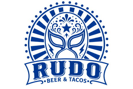 Logo of Rudo Beer & Tacos featuring a stylized design with a star and organic shapes, with the word 'RUDO' prominently displayed.