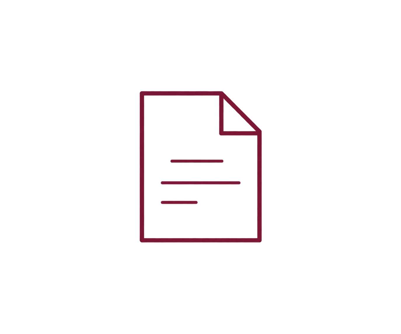 Icône stylisée d'un document avec un coin plié, lignes représentant du texte.