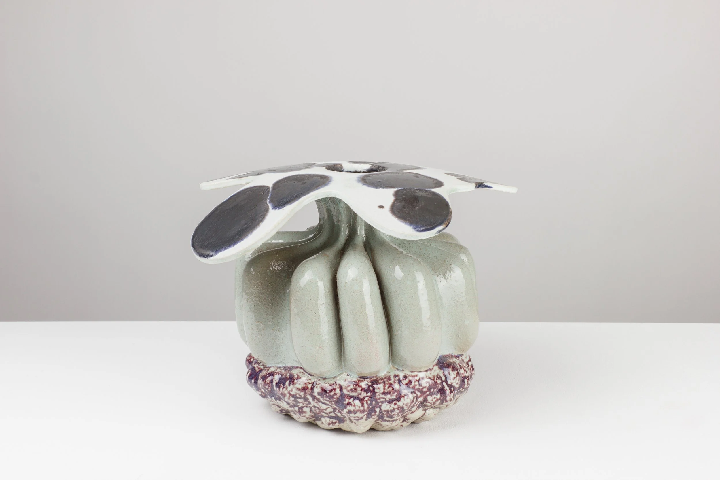 Cow II, 2025. White clay, engobe, glaze. 29x32x34cm 