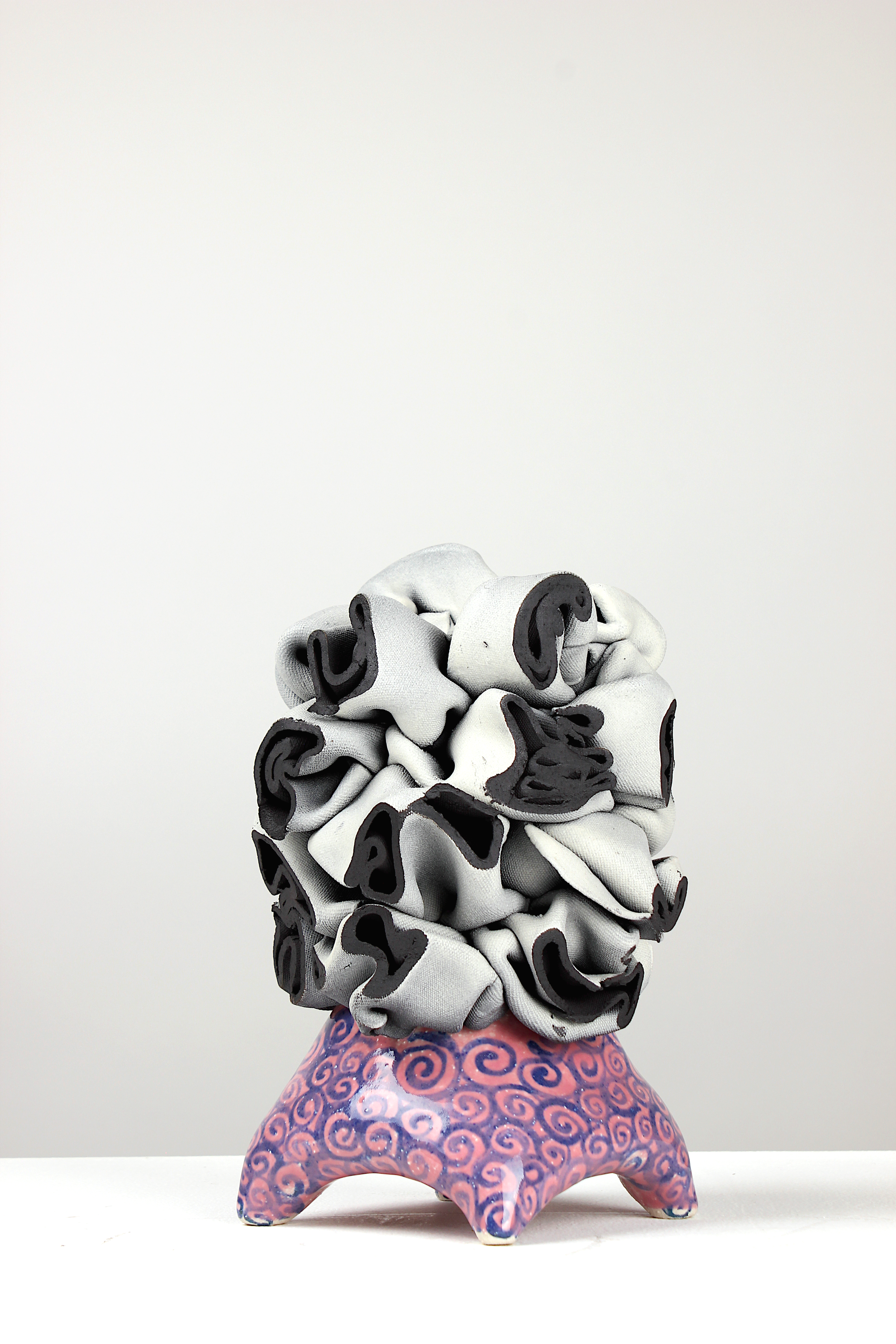 #9/12/25, 2025. Black clay, white clay, engobe, glaze. 25x14x15cm