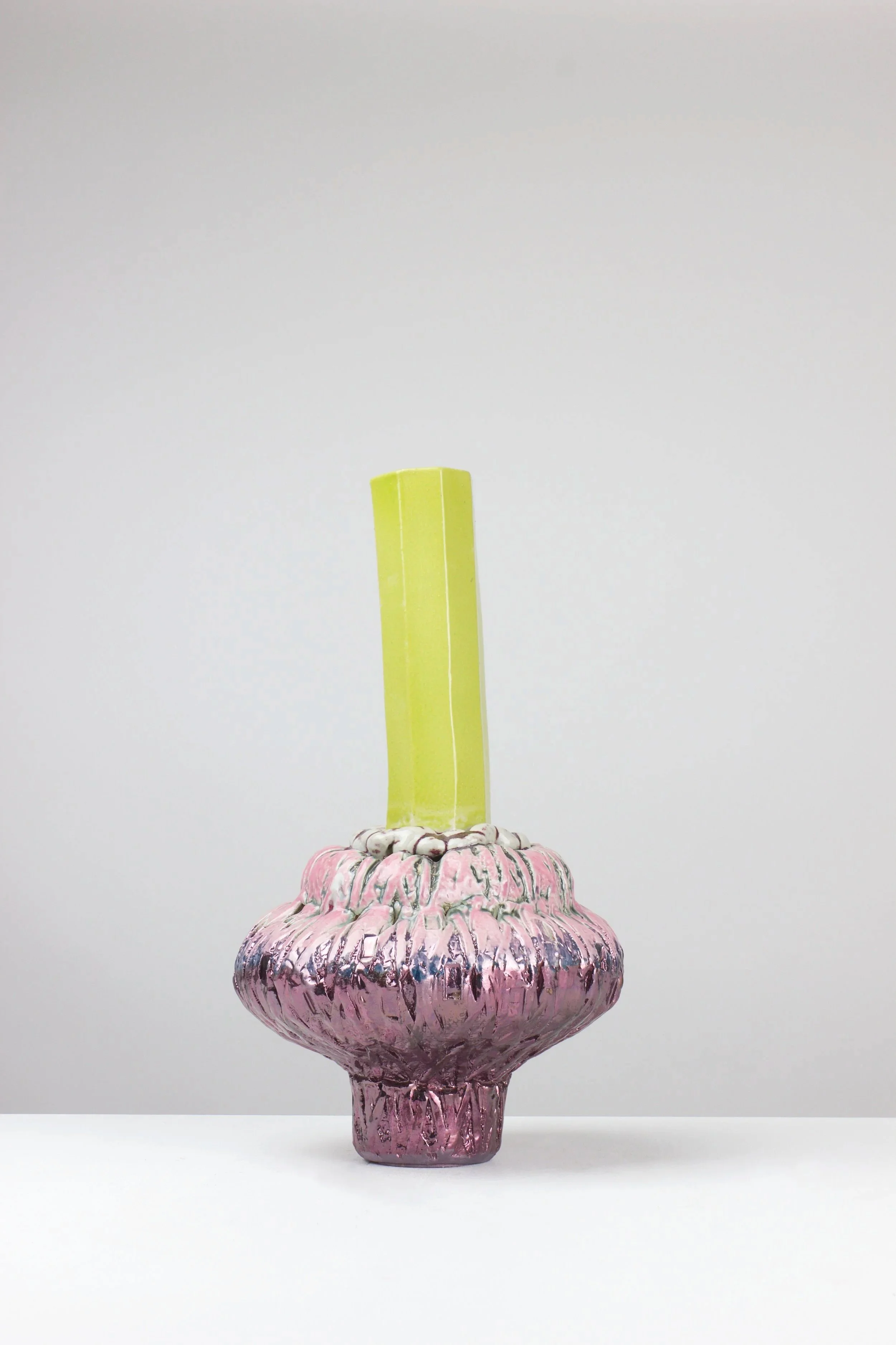 #4/12/25, 2025. White clay, engobe, glaze, lustre. 48x28x27cm
