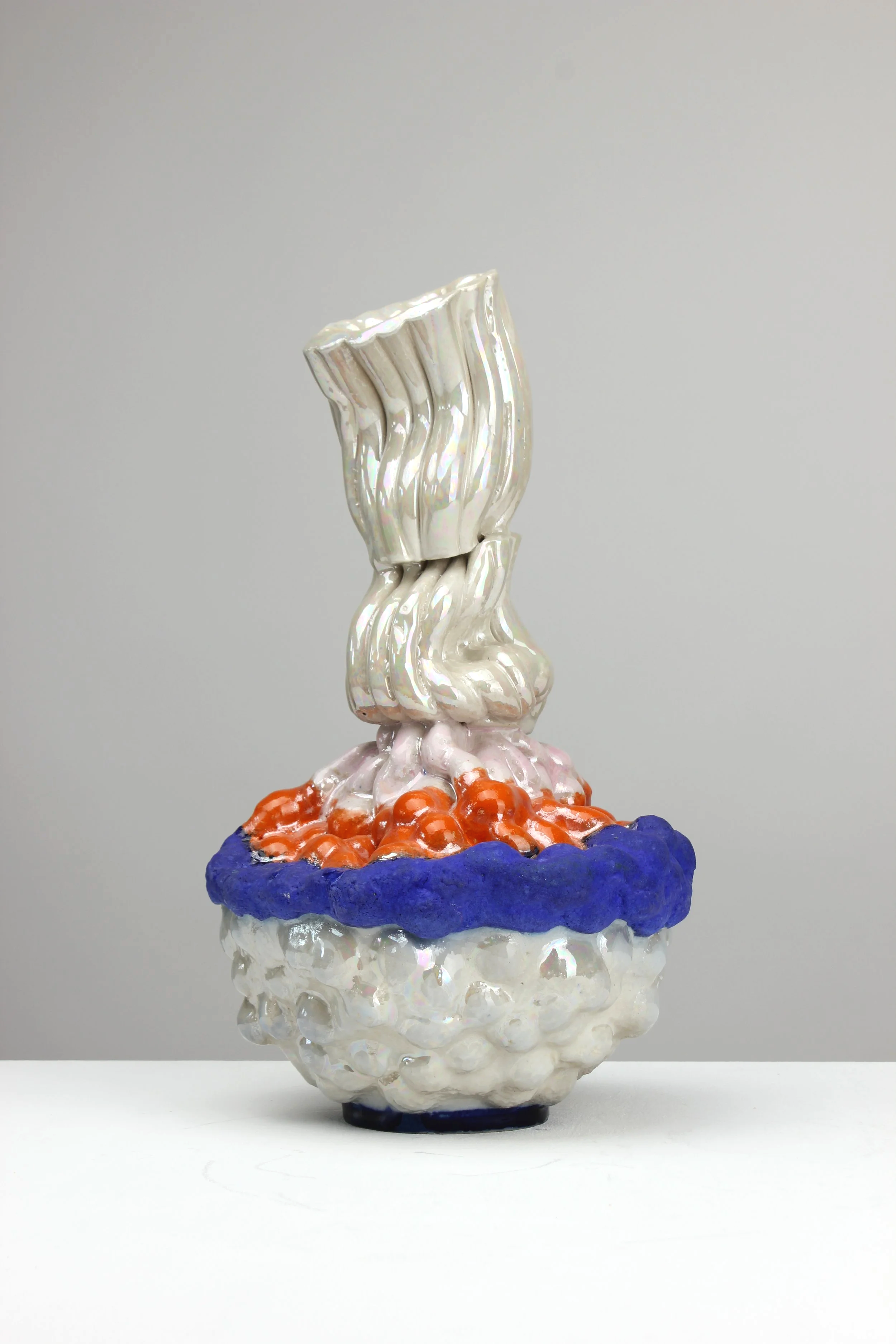 Rivers, 2025. White clay, engobe, glaze, lustre. 42x23x24cm