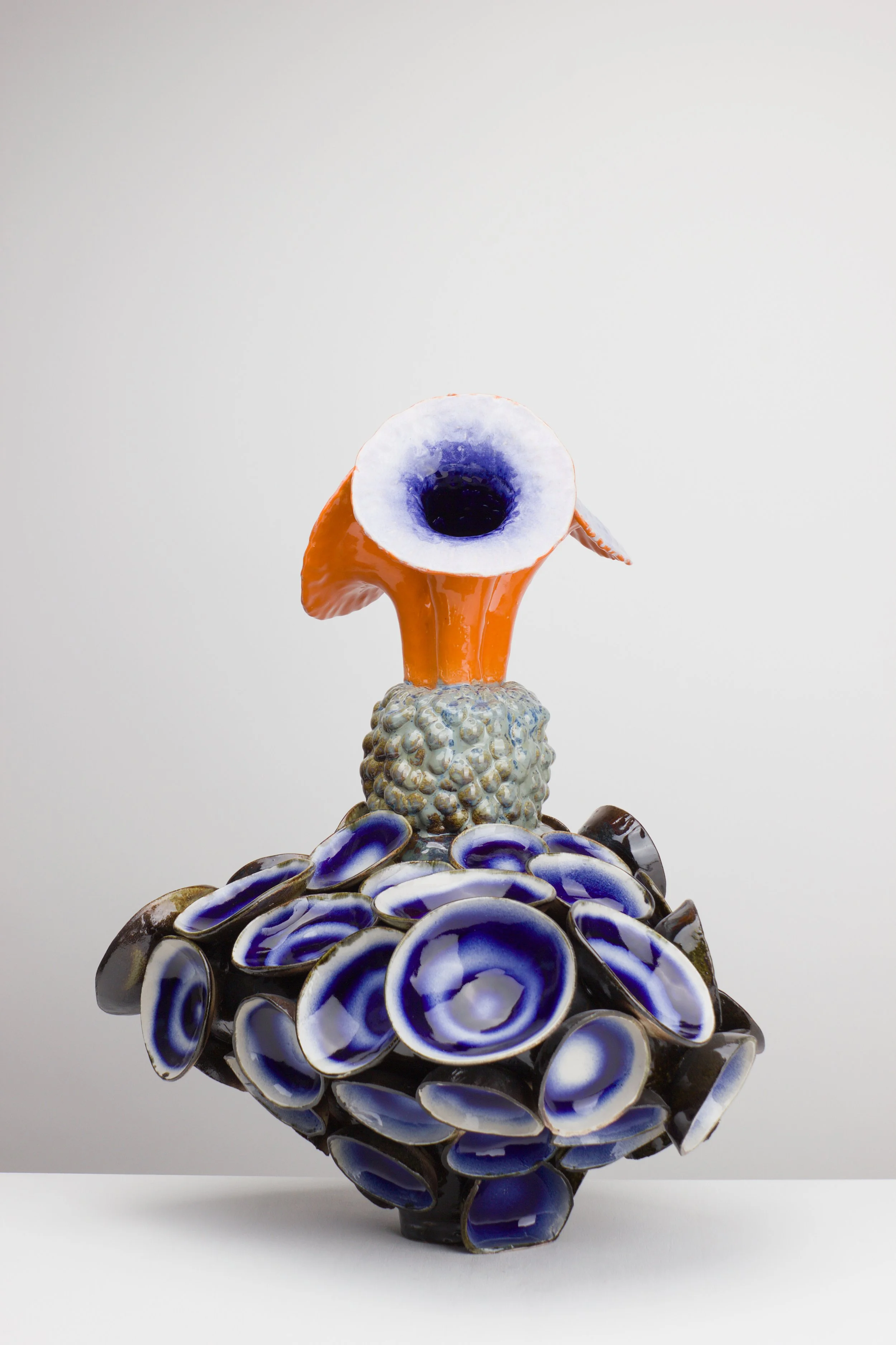 Jungle Echoes, 2026.
White clay, engobe, glaze. 
62x53x45cm