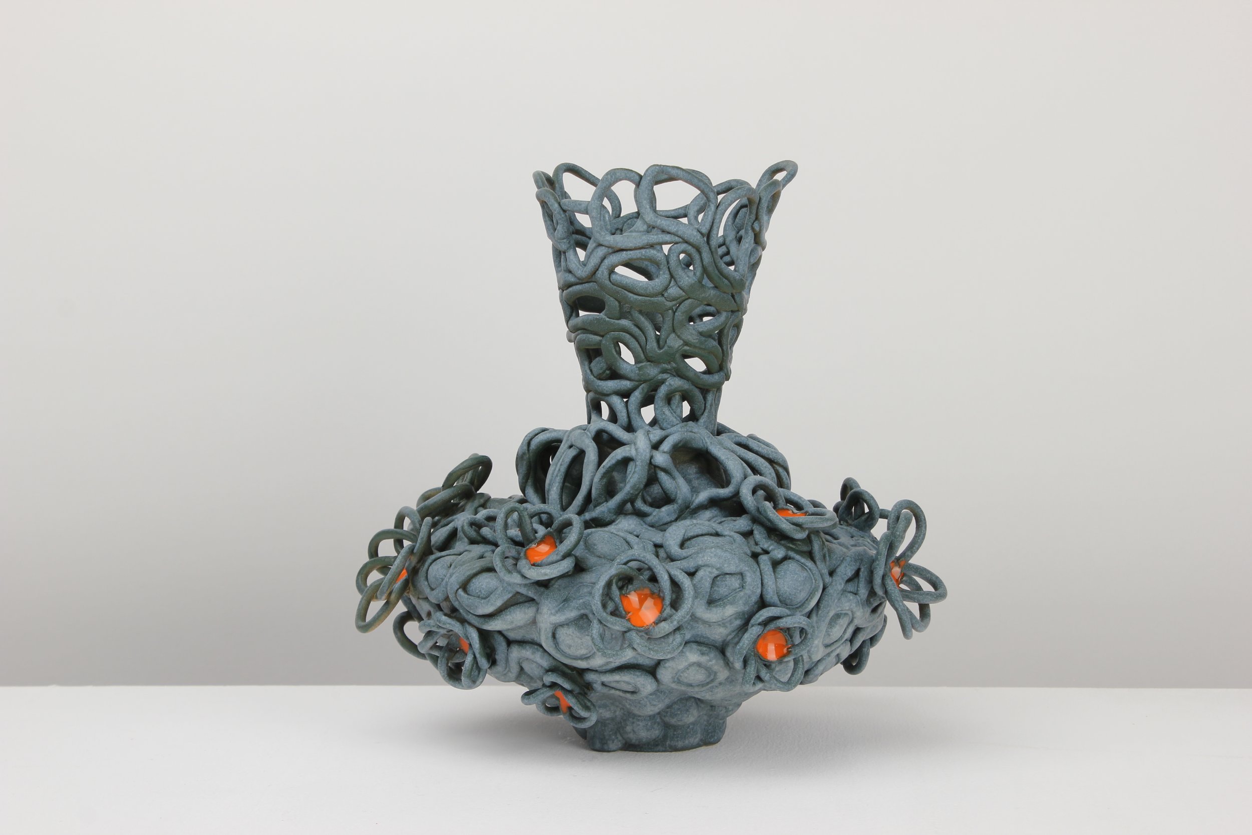 B(l)oom, 2026. White clay, engobe, glaze. 25x23x24cm