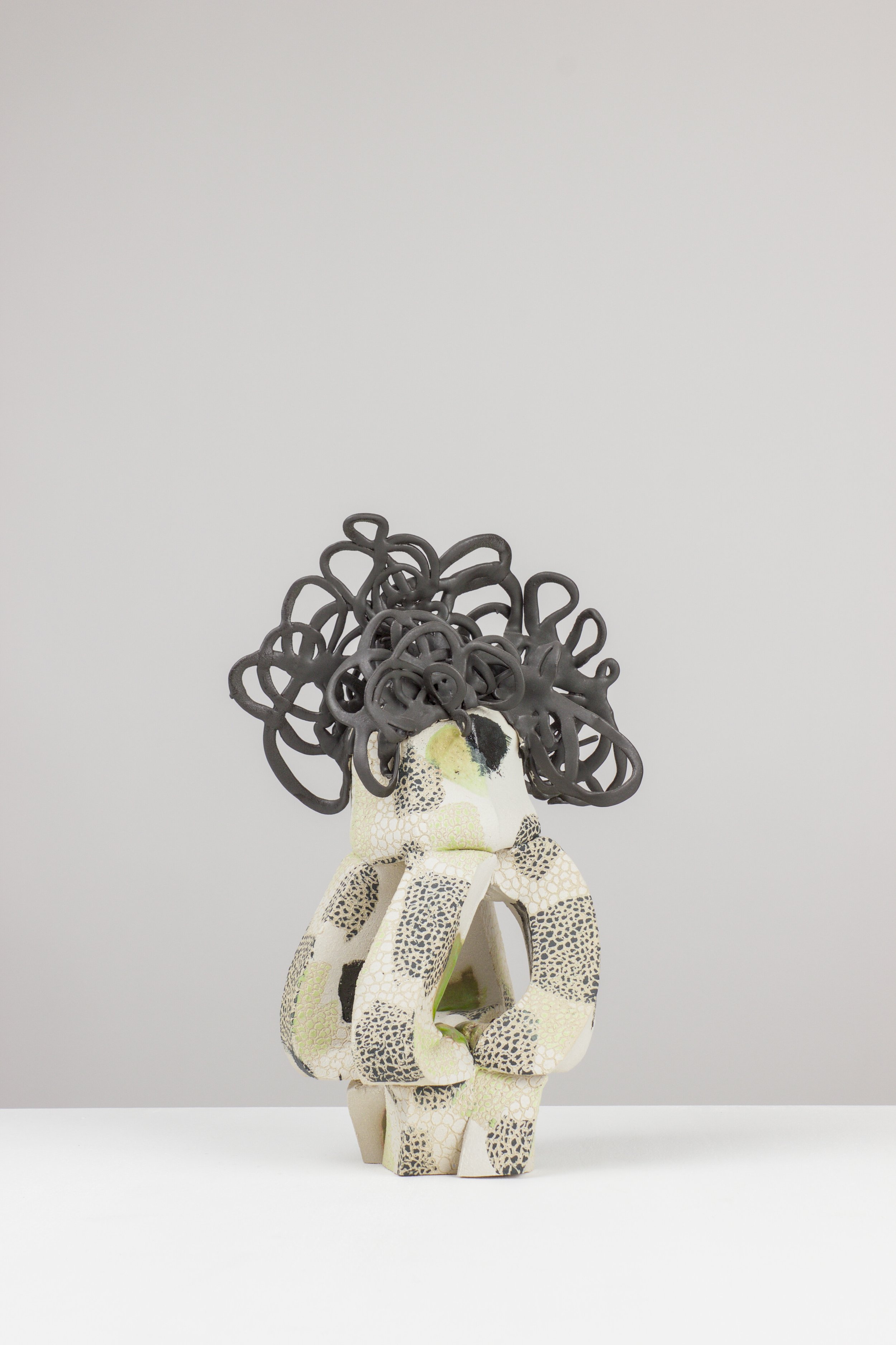 Serpentine, 2025. White clay, engobe, glaze. 27x16x13xm 