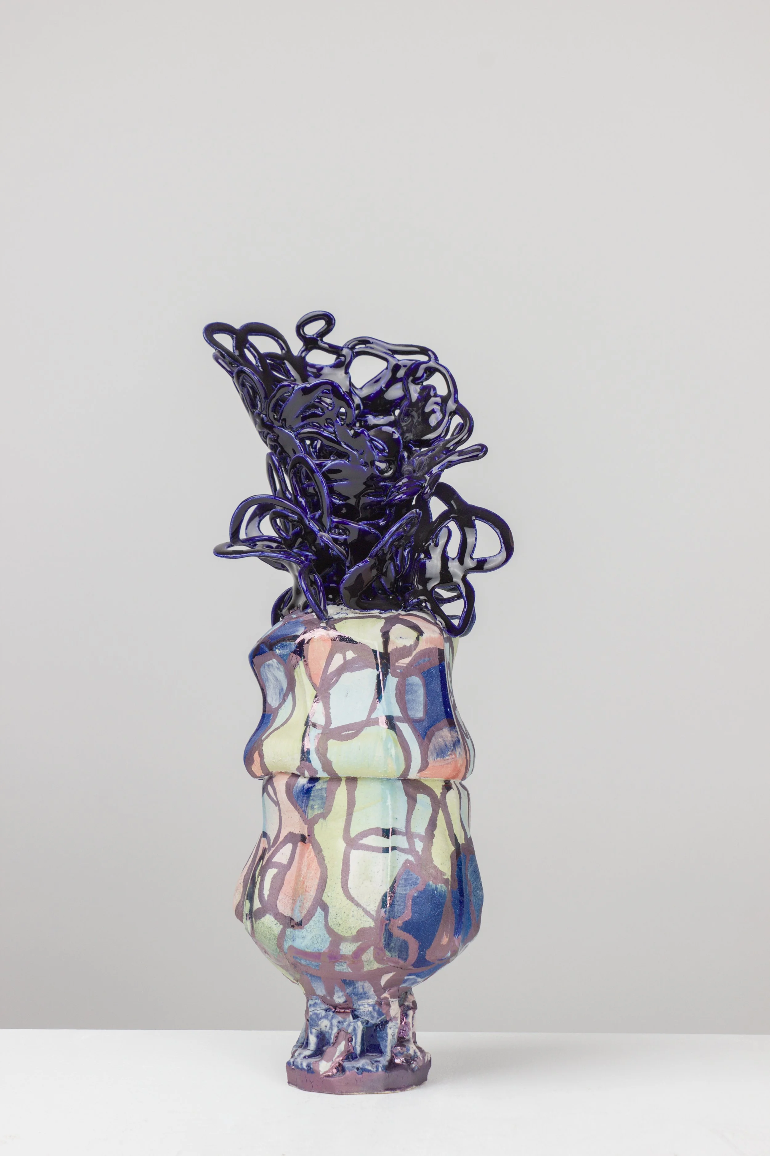 ink drift, 2025. White clay, engobe, glaze. 34x10x11cm