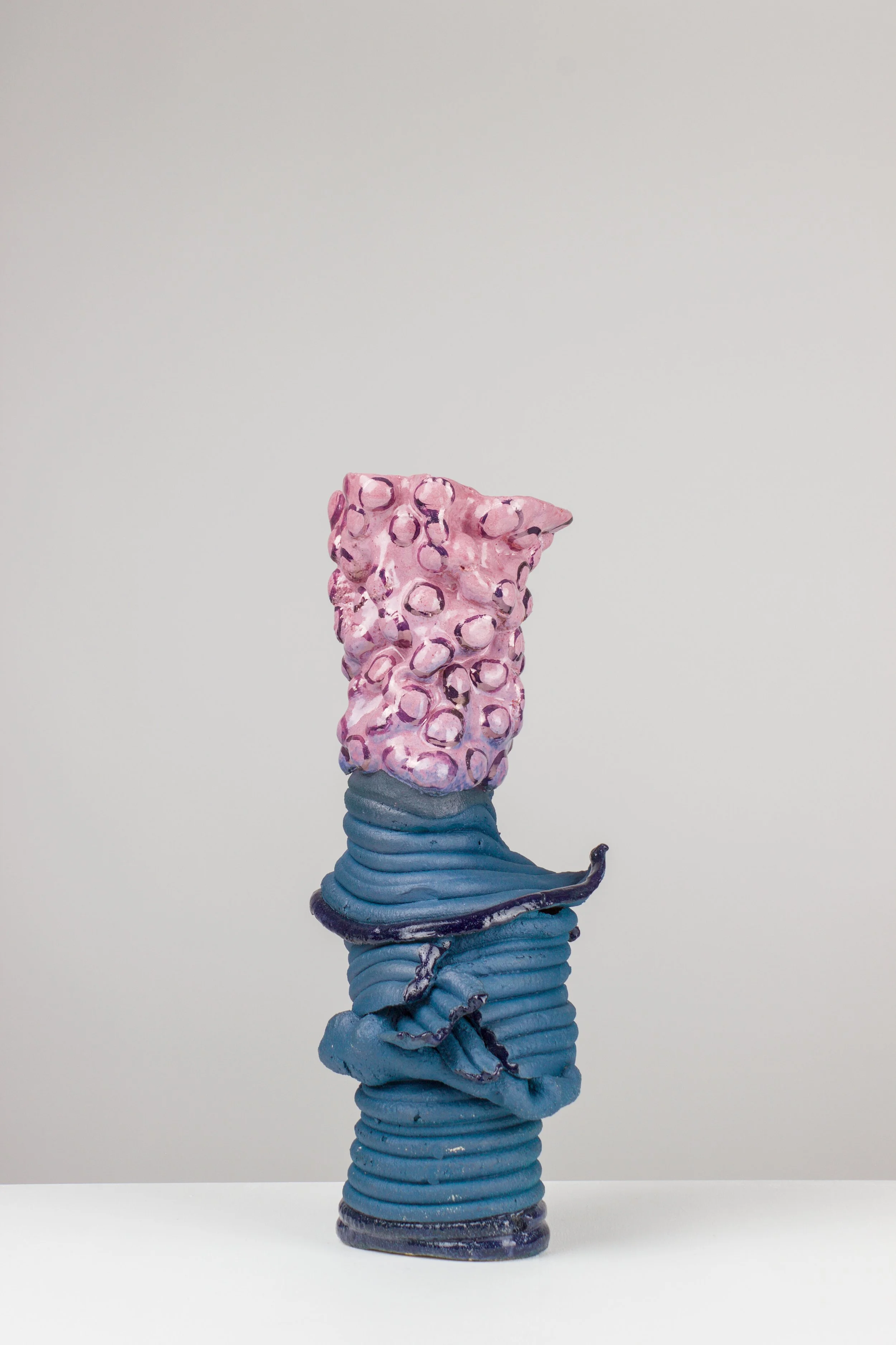 cherry cha cha, 2024. White clay, engobe, glaze, lustre. 37x17x15 cm