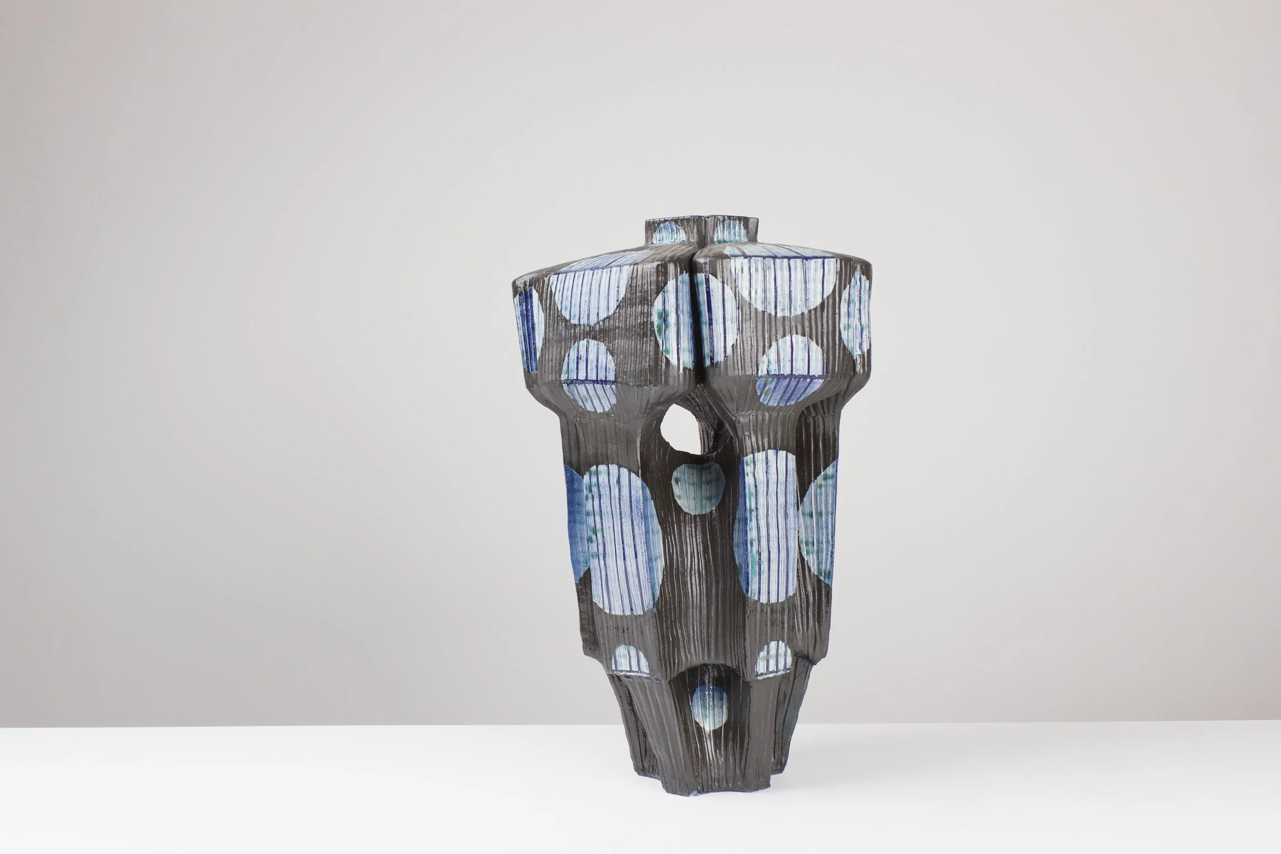 Moonscape, 2025. White clay, engobe, glaze. 59x35x37cm