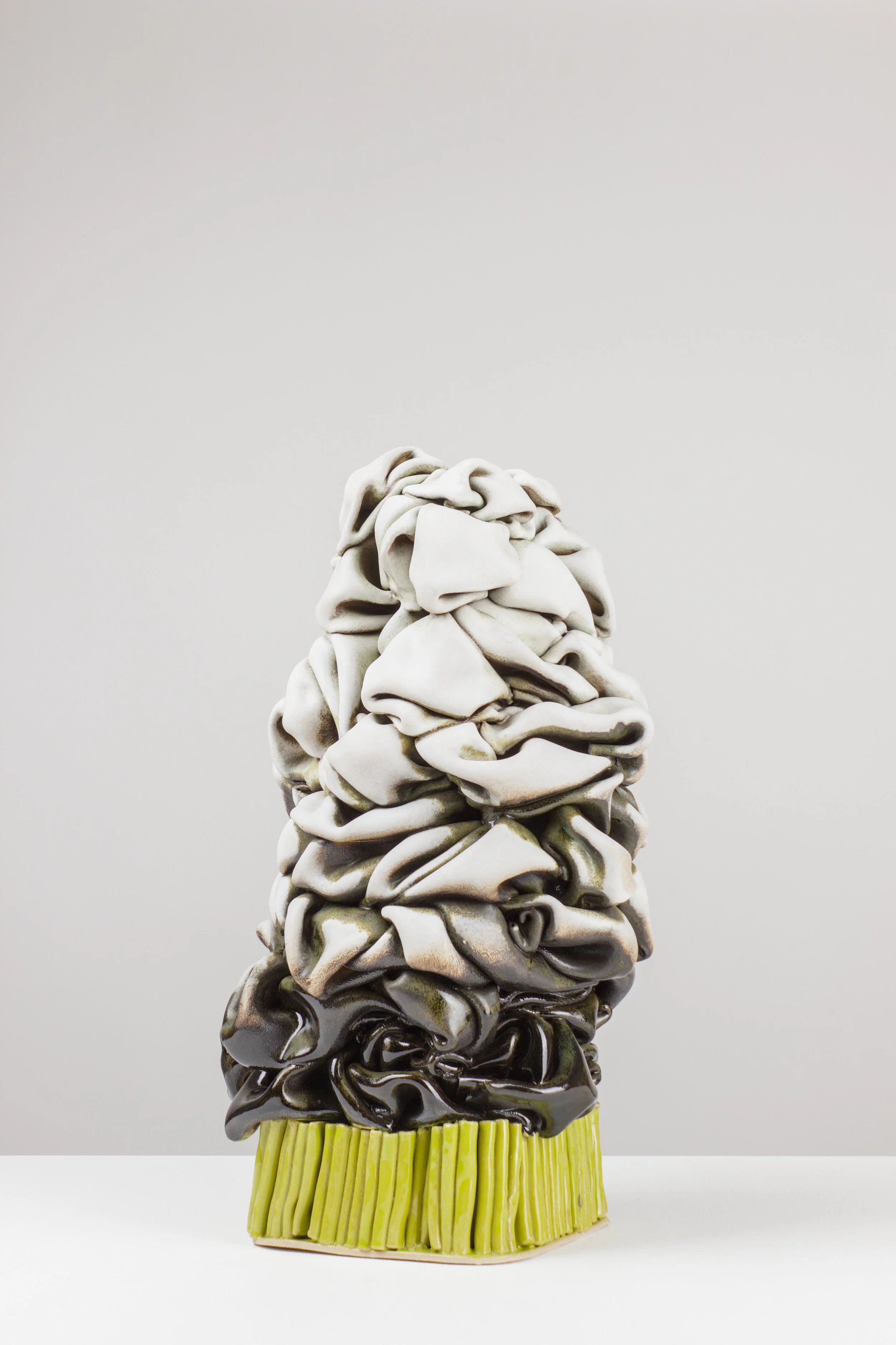 Faltengebirge, 2025. White clay, engobe, glaze. 48x30x28cm