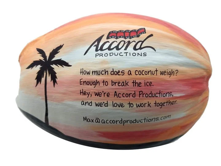 Break the ice and get your foot in the door with a painted coconut