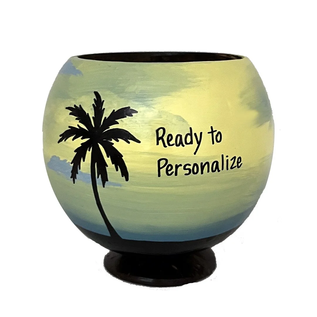 Custom painted coconut cups are sustainable gifts ideas