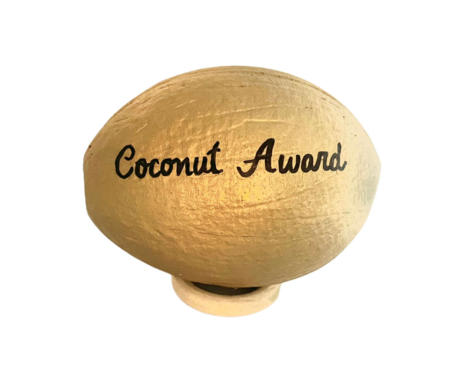 Create a eco-friendly award with a golden coconut
