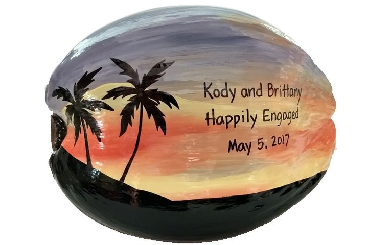 Make your wedding announcement as memorable as the wedding itself with a custom coconut invitation.
