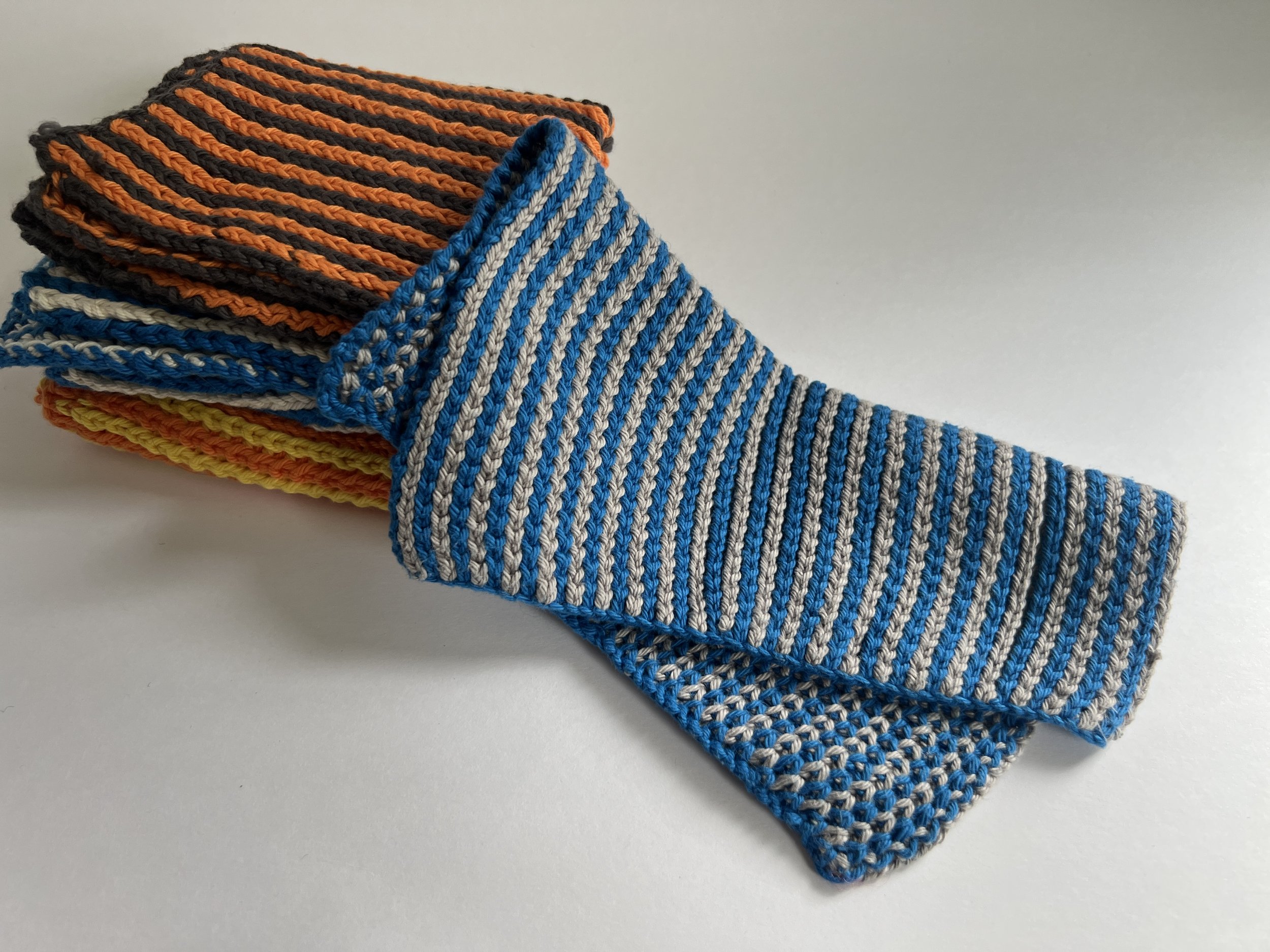 IMG_4543.JPG handmade cotton cloth dishcloth washcloth organic Homespun Knits French blue and dolphin