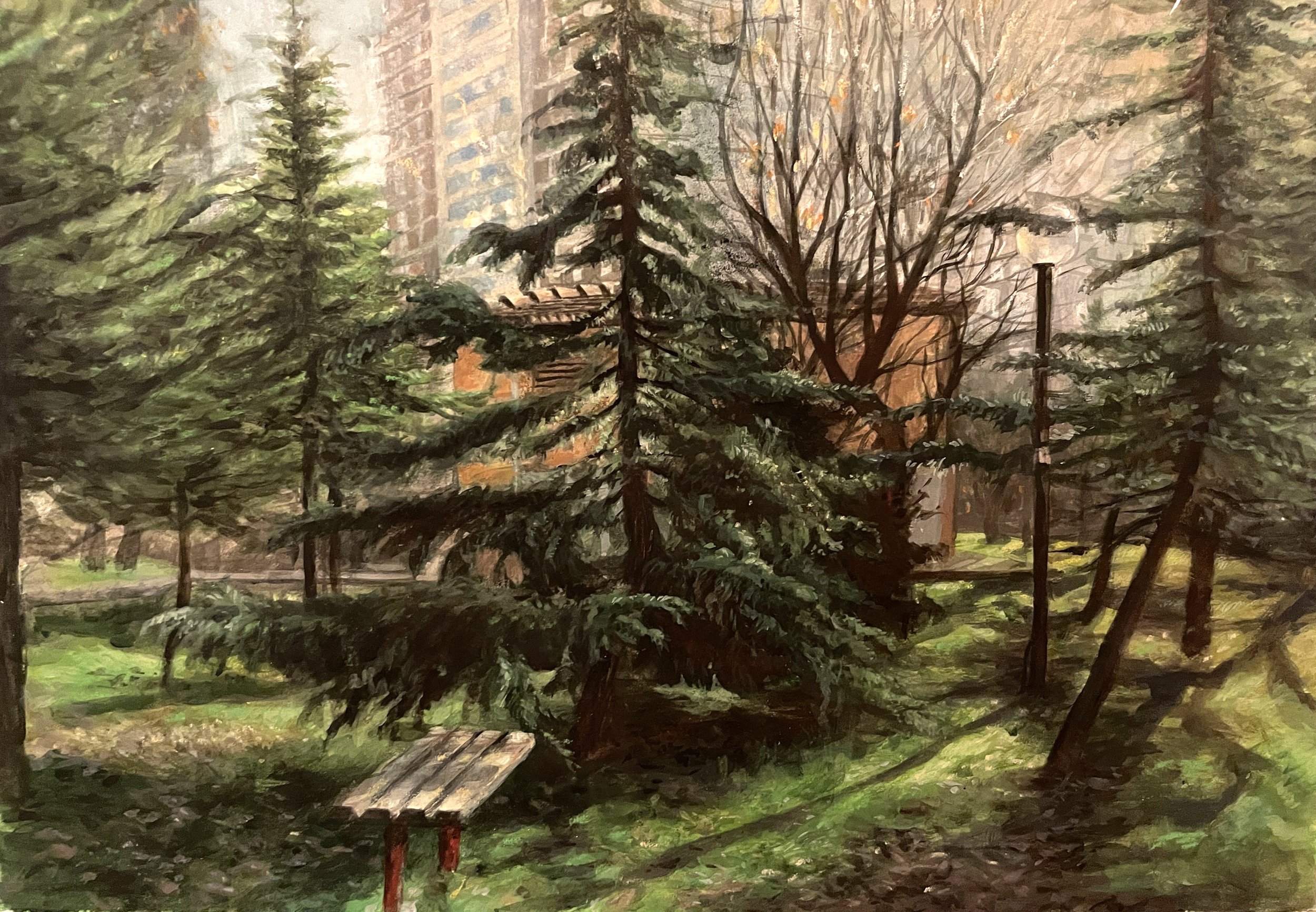 Plein air, acrylic on paper, 2021