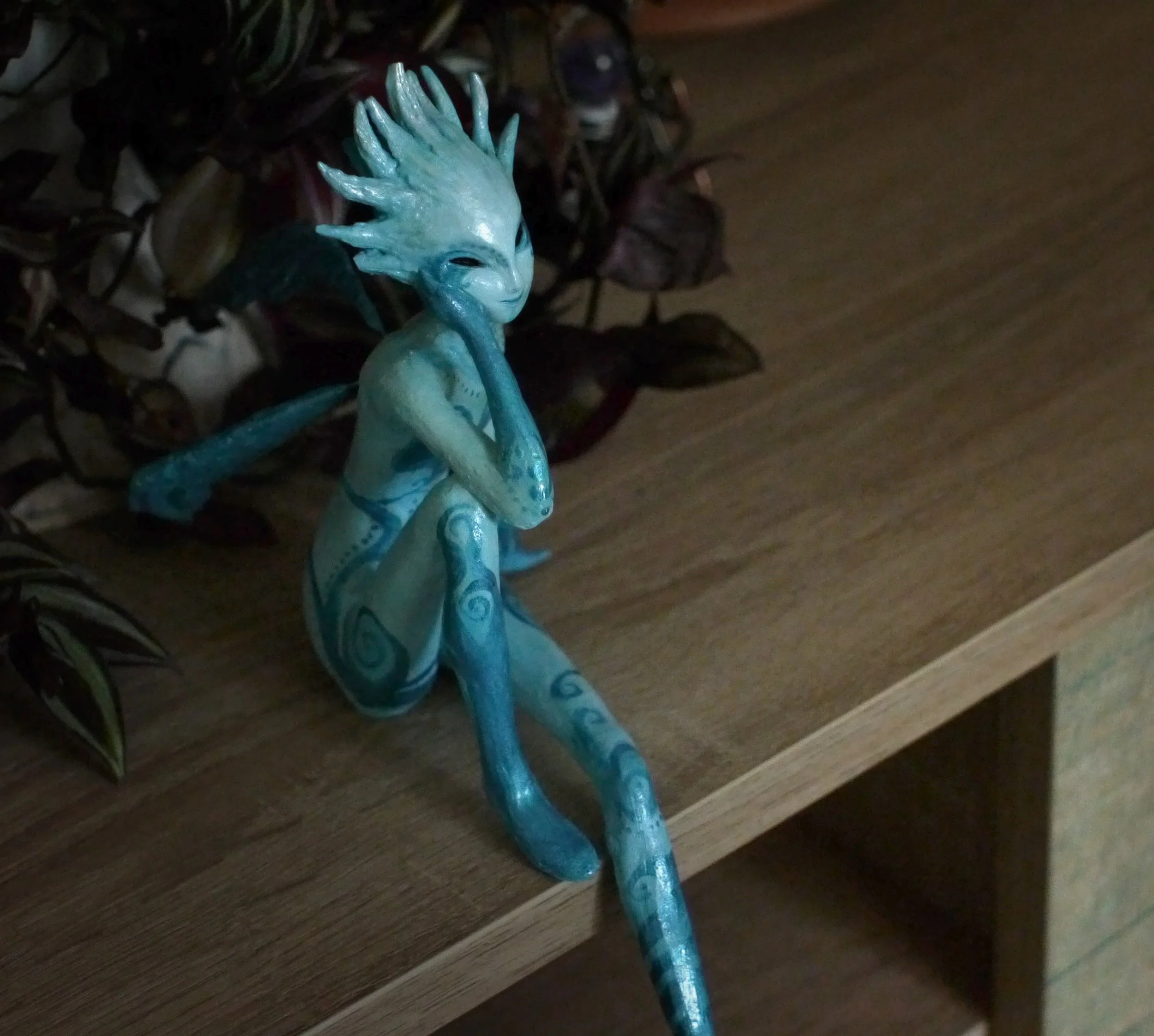 Air-dry clay and acrylic paint, 2020 (no longer exists due to cat) 