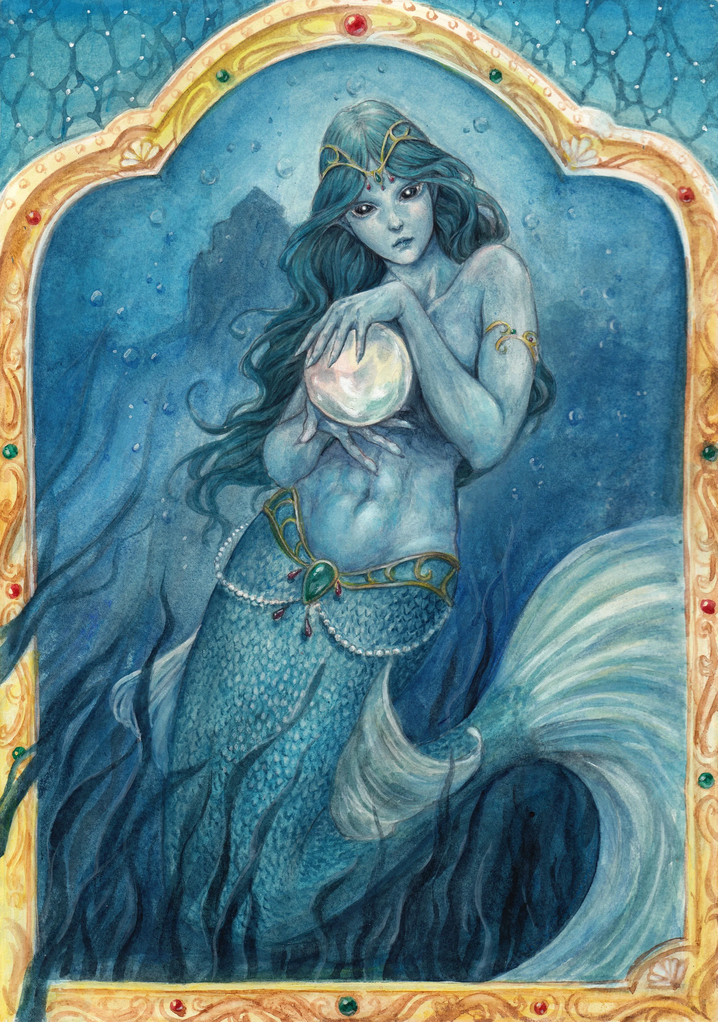  Mermaid , 2025, acrylic and watercolor on paper, A4